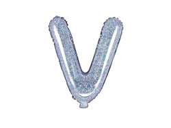 Balon foliowy Litera "V" 35cm holograficzny 1 szt.