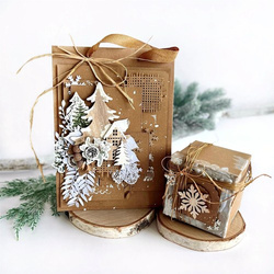 Drewniane Ozoby DRZEWKA Choinki Białe Naturalne 24