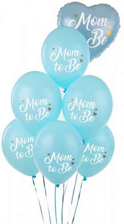 Balony Mom to Be, Pastelowy Niebieski, 30cm, 5szt.