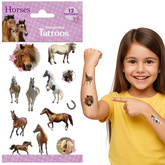 Tatuaże Zmywalne Tymczasowe KONIE Urodziny 12szt.