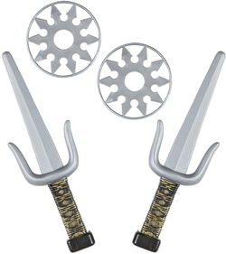 Zestaw Akcesoria Broń NINJA Sai Shuriken 4szt.