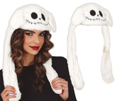 CZAPKA Biały DUCH z Łapkami Ruszającymi się Uszami