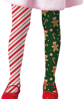 Rajstopy Dziecięce Świąteczne Paski Ciastka 7-10la