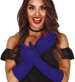 Rękawiczki Długie Niebieskie Wieczorowe, 42cm