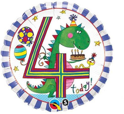 Balon foliowy 45 cm, 4 urodziny chłopca, 1 szt.