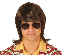 Peruka Męska Brązowa Grzywka Lata 80 Disco Bal