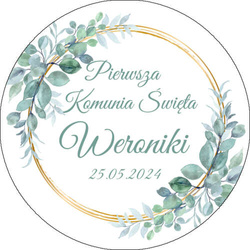 Opłatek tortowy 29 cm Komunia Imię Data Boho 1szt.