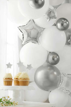 Balony foliowe Gwiazdka, 22cm, srebrny 25szt.