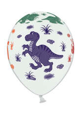 Balony 14" Pastel White Dinozaury 1szt.