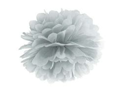Pompon bibułowy, srebrny, 35cm, 1szt.