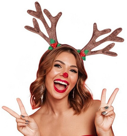 Opaska Świąteczna na Głowę Brązowe Rogi Renifera