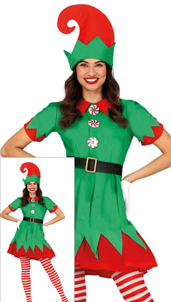 Strój Kostium Pani ELF  Pomocnik Mikołaja, XL