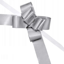 Wstążki ściągane kokardy 5 cm, 10szt.,srebrny