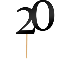 Topper na Tort LICZBA 20 Urodziny CZARNY