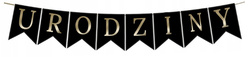 Baner URODZINY Czarno-Złoty, 1kpl.