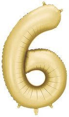 Balon foliowy Cyfra "6" Satyna ZŁOTY, 86cm, 1szt