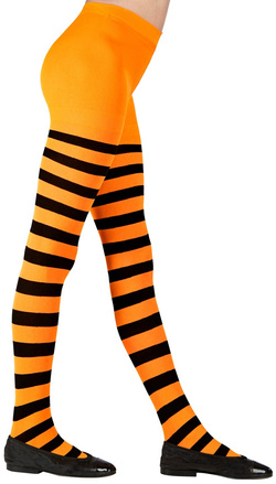 Rajstopy Czarno Pomarańczowe Paski Dynia 1-3 lata