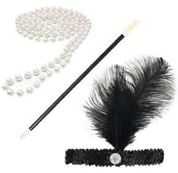 Zestaw Damski Lata 20: opaska, perły, cygaretka