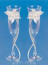 Kieliszki do szampana z motylkami, kremowe, 2 szt.