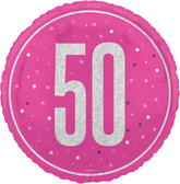 Balon Foliowy Różowy Błyszczący 50 URODZINY 45cm