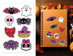 Naklejki Ozdobne Kolorowe Holograficzne HALLOWEEN