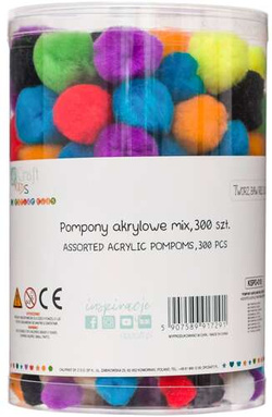 Pomponiki Akrylowe Kolorowe Mix Puszyste 300szt.