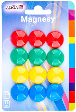 Magnesy Kolorowe Okrągłe Dekoracyjne 2cm 12szt