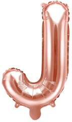 Balon foliowy Litera "J", 35cm, różowe złoto 1szt.
