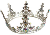 Ozdoba na Tort SREBRNA KORONA z Kryształkami 12cm