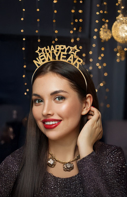 Opaska Złota Napis HAPPY NEW YEAR Sylwester