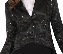 Czarny FRAK z Cekinami Marynarka Damska, L