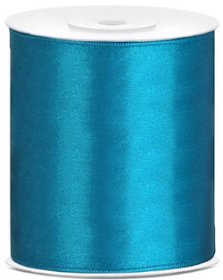 Tasiemka satynowa, turkus, 100mm/25m