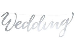 Baner Wedding, srebrny, 16,5x45 cm, 1 szt.