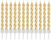 Świeczki z podstawkami ZŁOTE Zakręcone 12szt.