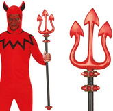 Widły Trójząb Diabła Czerwony Halloween 100cm