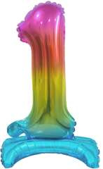 Balon foliowy B&C Cyfra stojąca 1,tęczowa 38 cm