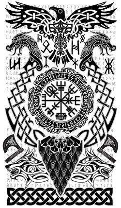 Tatuaż Zmywalny Tymczasowy Rękaw WIKING 14x30cm