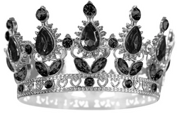 Dekoracja Tort Srebrna KORONA Czarne Kryształki
