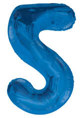 Balon foliowy cyfra PIĘĆ 5  niebieski 100 cm,