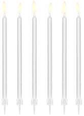 Świeczki urodzinowe gładkie, biały, 14cm, 12szt.