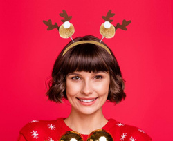 Opaska Świąteczna na Głowę WESOŁE RENIFERKI Święta