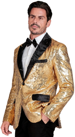 Złota MARYNARKA z Kołnierzem Błyszcząca, L