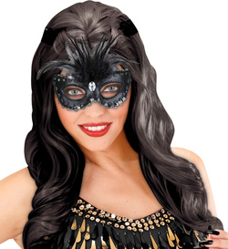 Maska Karnawałowa Wenecka Baronowej Czarna