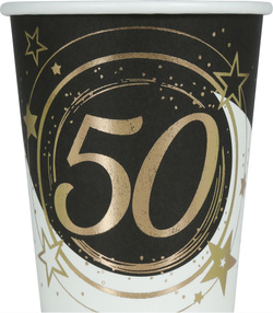 Kubeczki Papierowe 50 URODZINY 240ml 6szt.