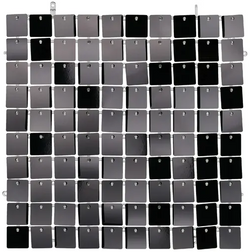 Panel cekinowy, kwadraty, czarny, 30x30 cm