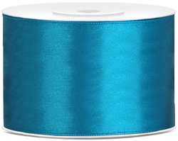 Tasiemka satynowa, turkusowa, 50mm/25m