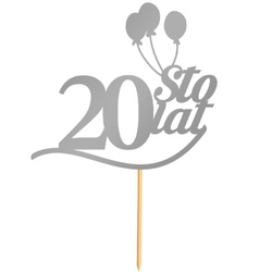 Topper na Tort 20 STO LAT Urodziny SREBRNY