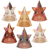 Czapeczki Papierowe KONIKI Konie Urodziny 6szt.