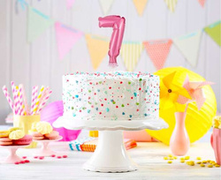 Balon foliowy na tort, Cyfra 7, różowy, 1szt.