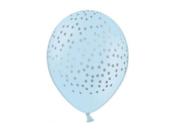 Balony Błękitny w srebrne Kropki, 30 cm, 1 szt.
